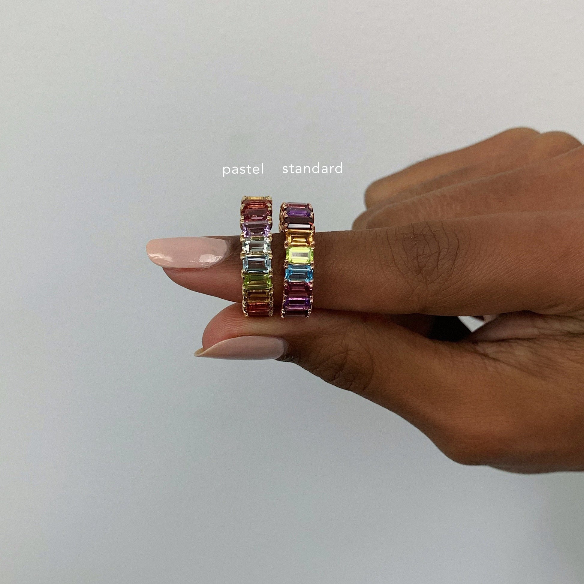 Ring Concierge Rings Pastel Emerald Cut Rainbow Gemstone Ring