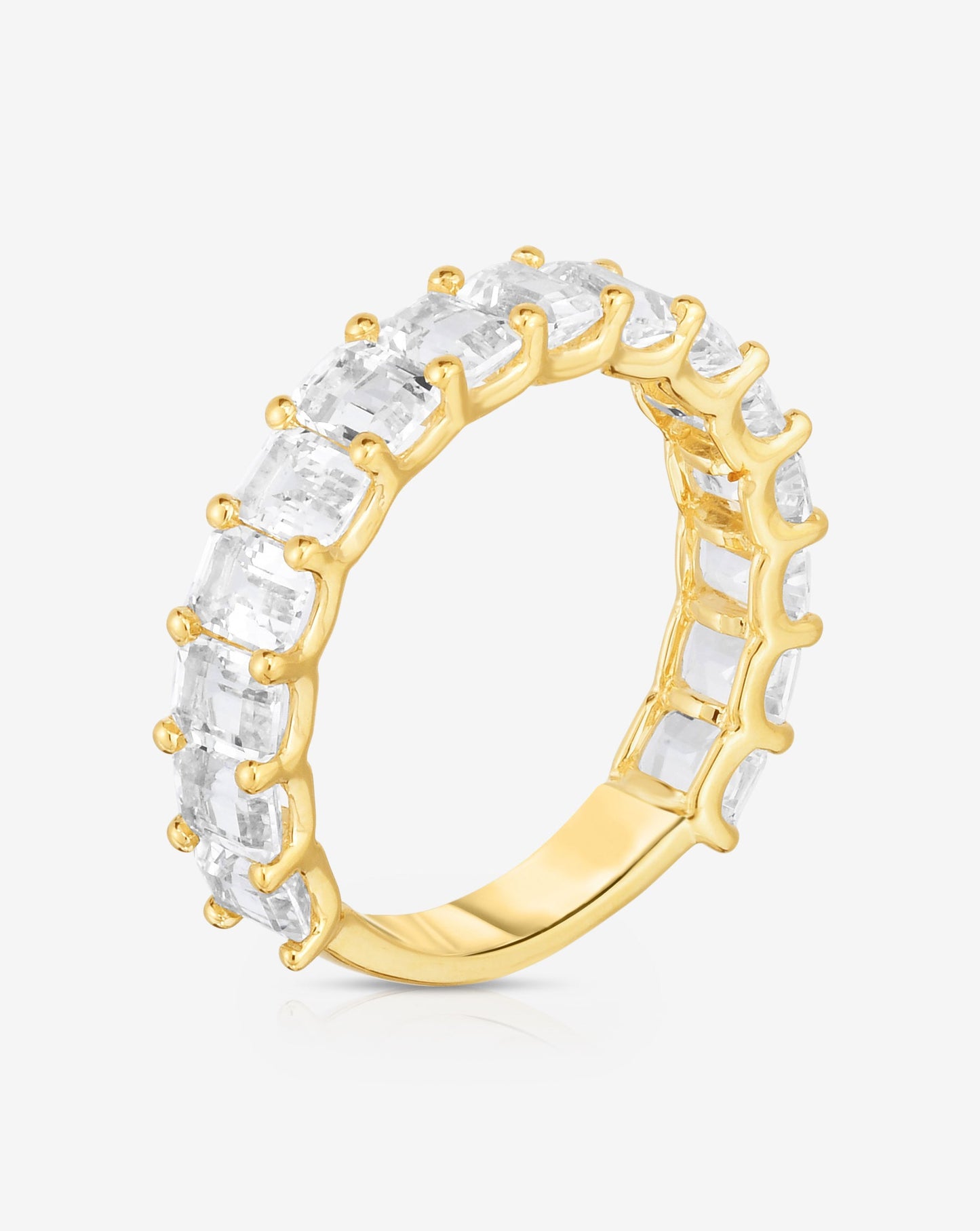 Ring Concierge Rings Petite Emerald Cut White Topaz Ring 14k Yellow Gold 3/4 coverage