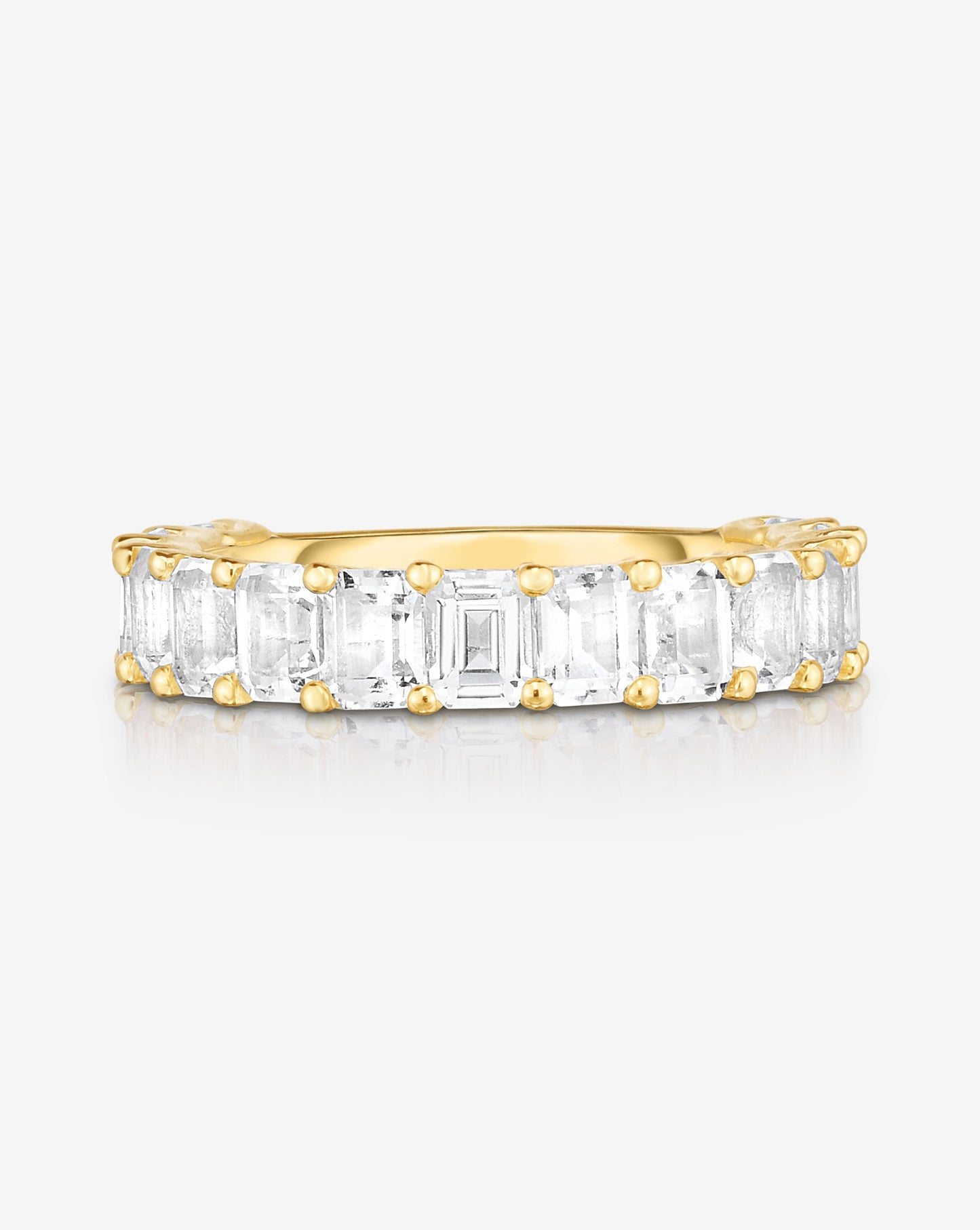 Ring Concierge Rings Petite Emerald Cut White Topaz Ring in 14K Yellow Gold