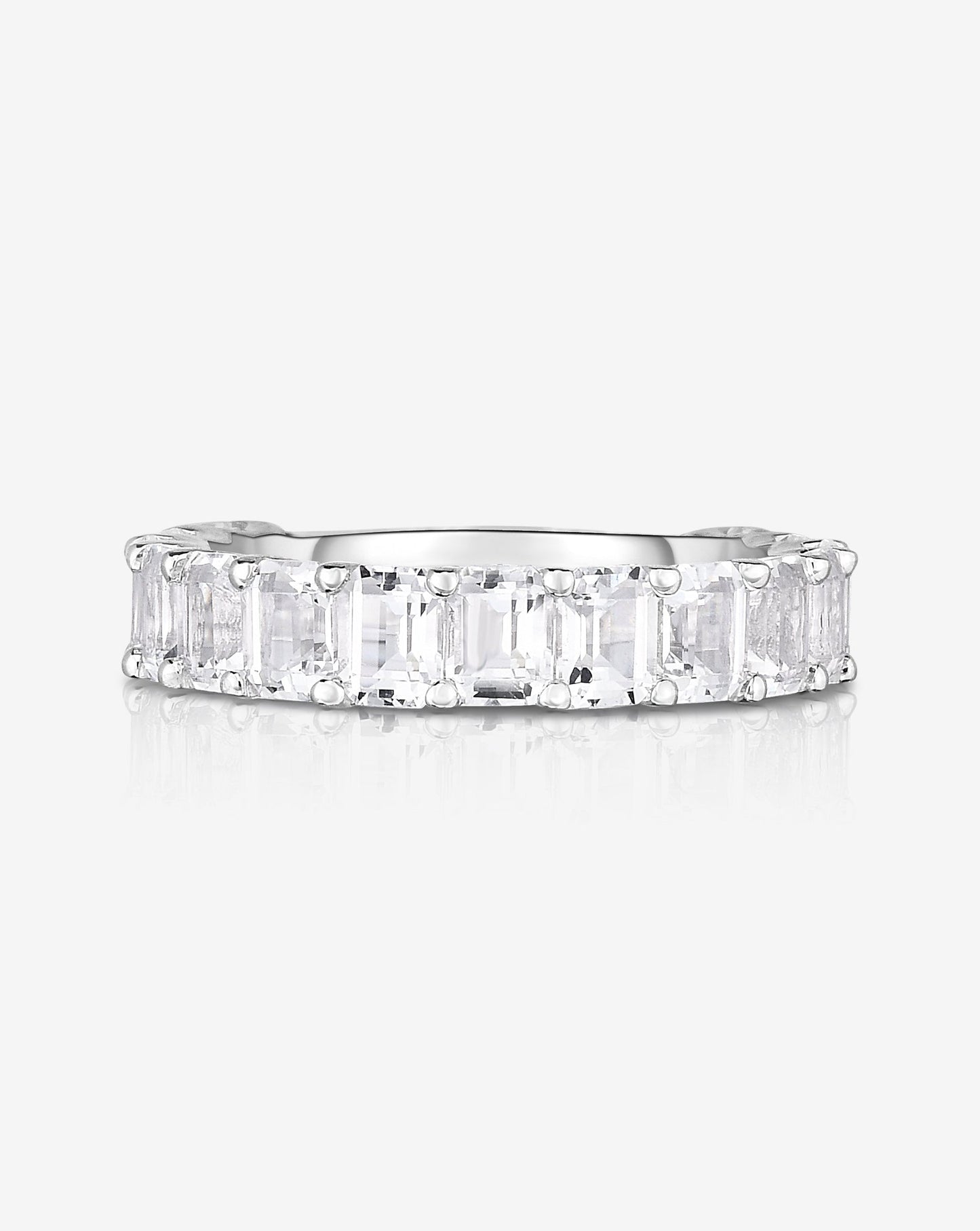 Ring Concierge Rings Petite Emerald Cut White Topaz Ring 14k White Gold 3/4 coverage