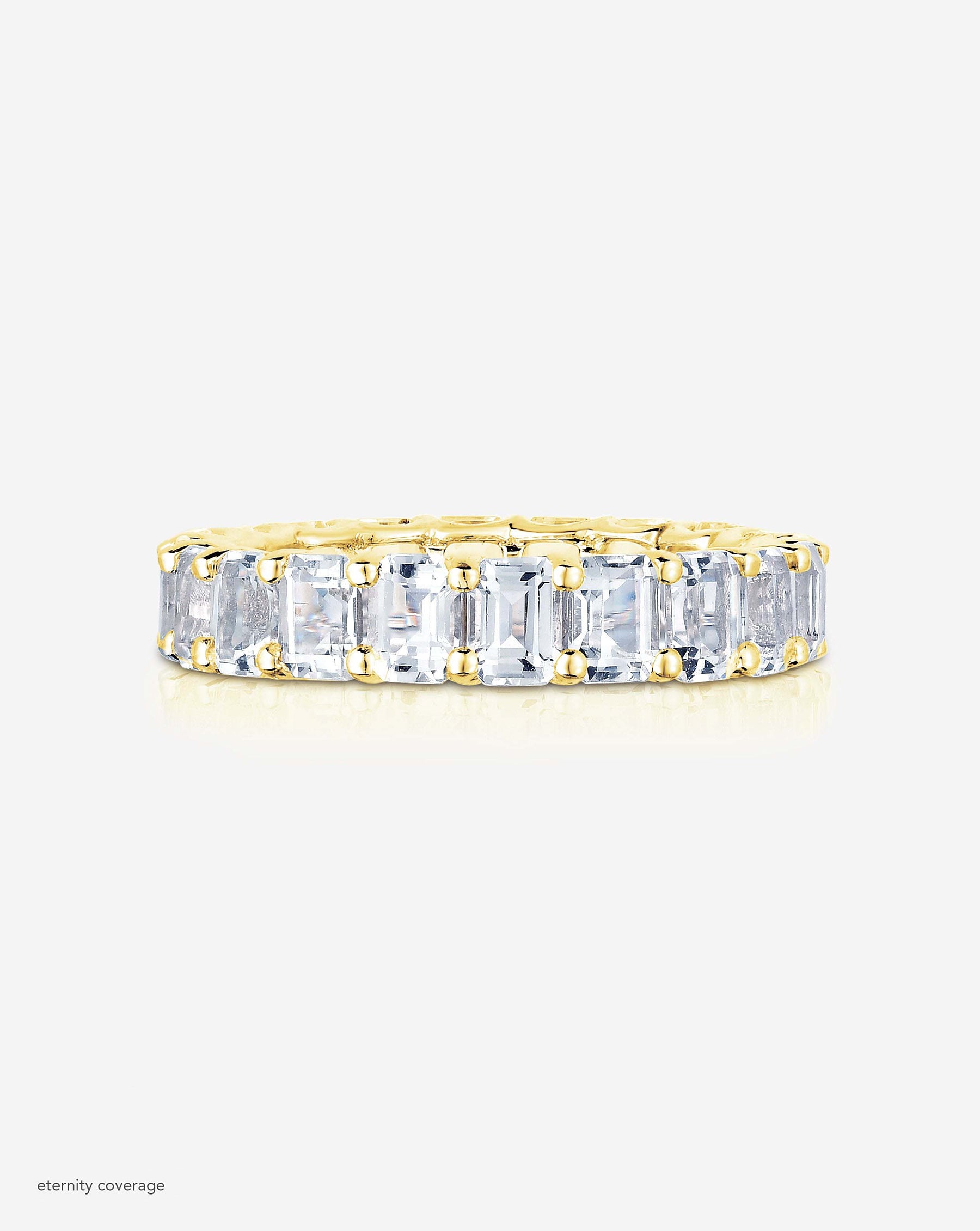 Petite Emerald Cut White Topaz Ring - 14k Yellow Gold