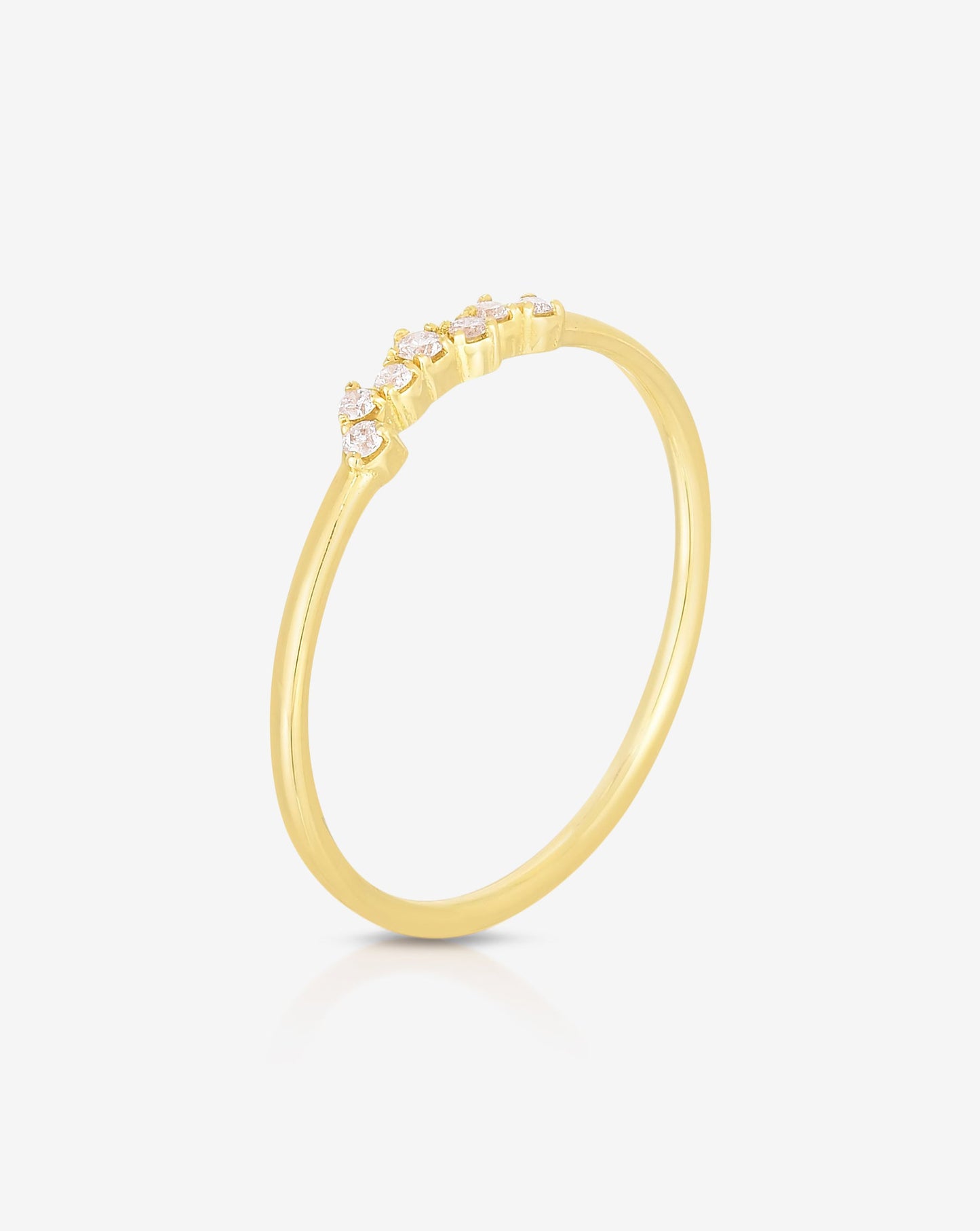 Ring Concierge Rings 14k Yellow Gold / 5 Scattered Diamond Stackable Ring - side view