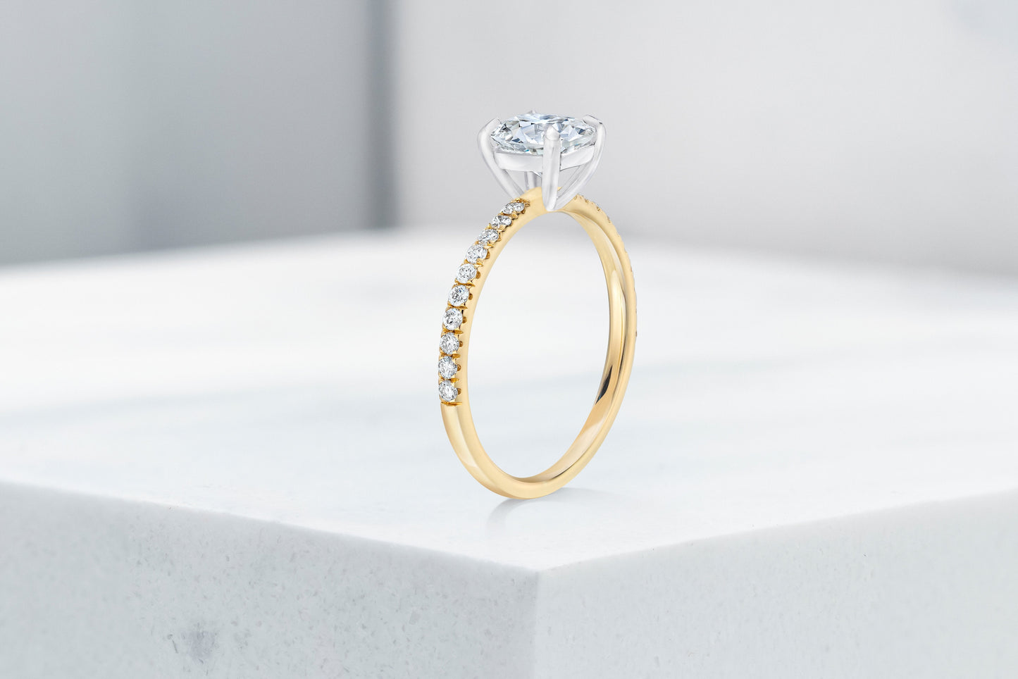 Lexington VOW by Ring Concierge antique-style cushion micropave engagement ring in yellow gold. 33281434583128