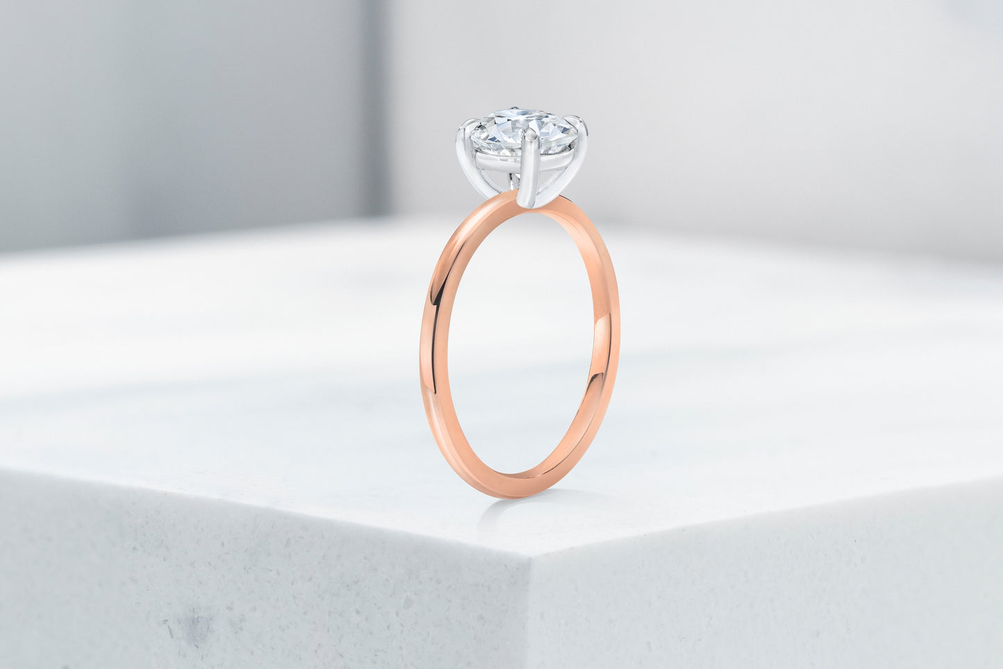Vow Vow Engagement Rings Antique-Style Round / 14K Rose Gold + Platinum Prongs / Original Design Madison. 33281474592856
