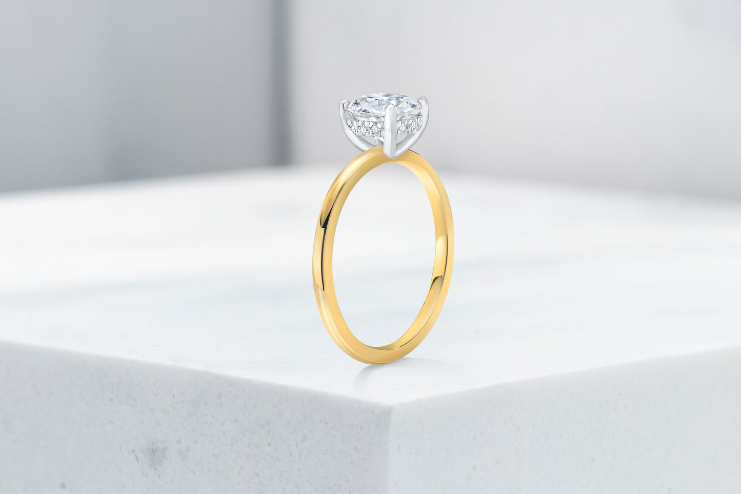 Vow Vow Engagement Rings Antique-Style Round / 14K Yellow Gold + Platinum Prongs / Hidden Halo Madison. 33281474560088