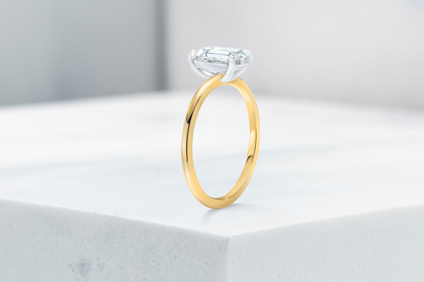 Vow Vow Engagement Rings Emerald / 14K Yellow Gold + Platinum Prongs / Original Design Madison. 33281473937496