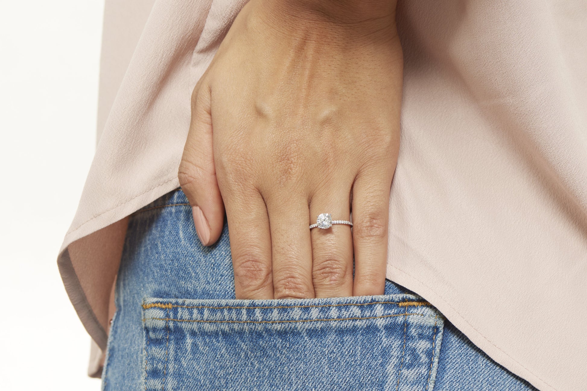 Lexington VOW by Ring Concierge round micropave engagement ring in platinum. 33281433337944