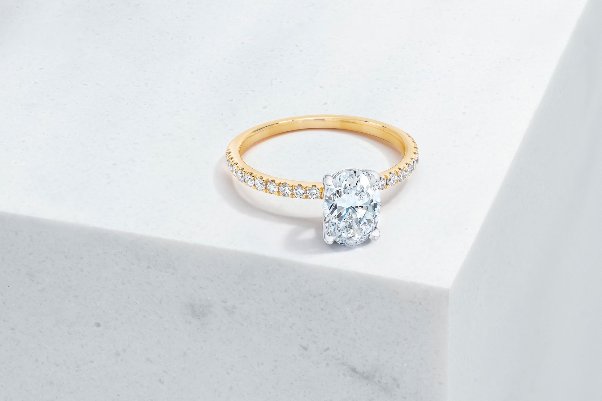 Lexington VOW by Ring Concierge oval micropave engagement ring in yellow gold. 33281433403480