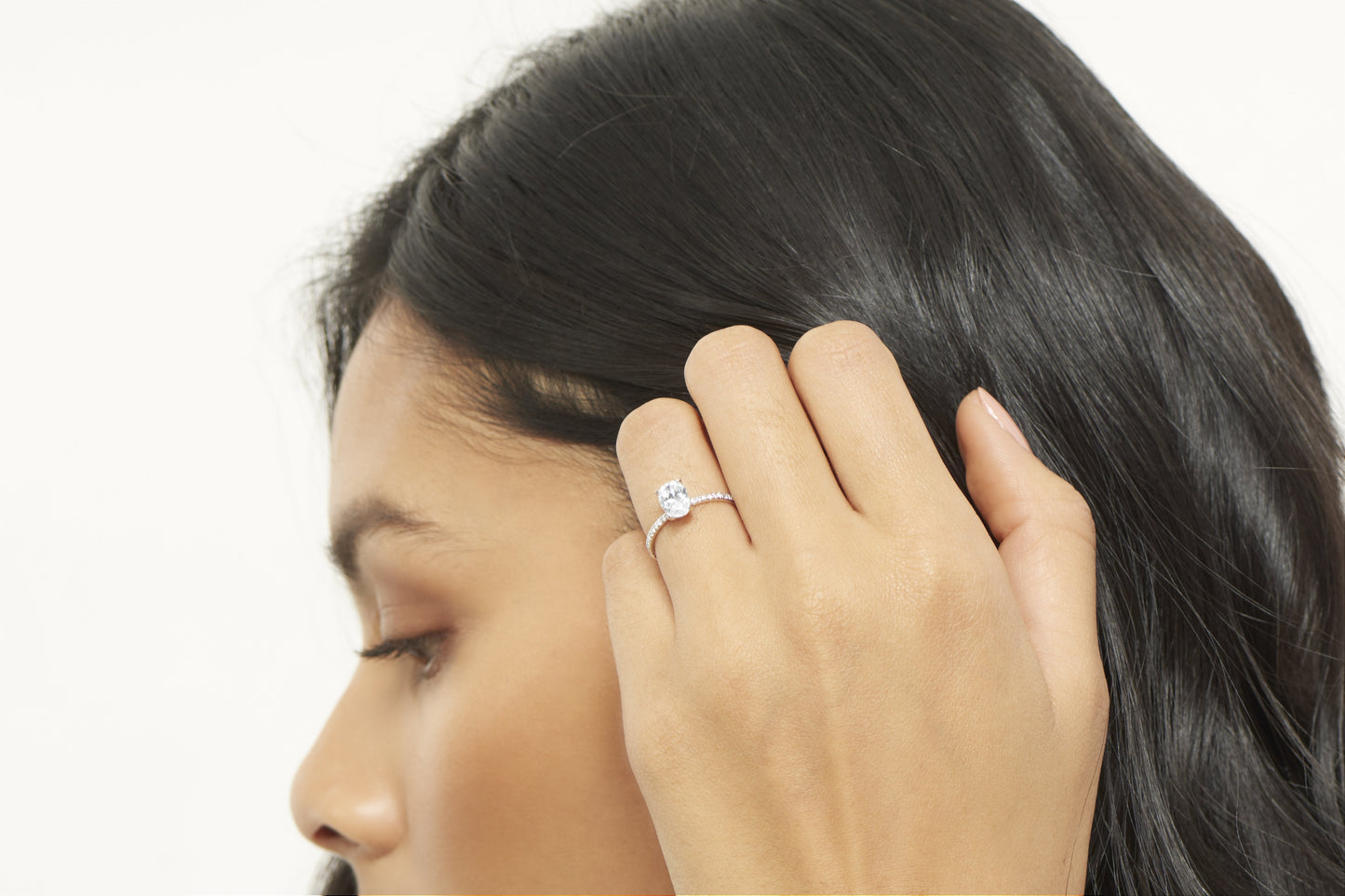 Lexington VOW by Ring Concierge oval micropave engagement ring with hidden halo in platinum. 33281433567320