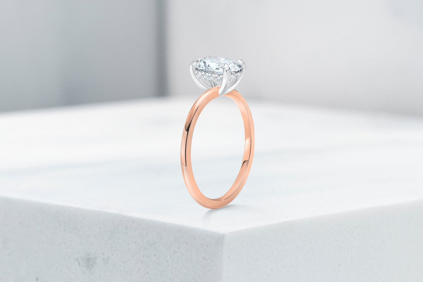 Vow Vow Engagement Rings Oval / 14K Rose Gold + Platinum Prongs / Hidden Halo Madison. 33281473642584