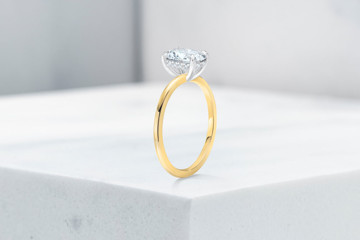 Vow Vow Engagement Rings Oval / 14K Yellow Gold + Platinum Prongs / Hidden Halo Madison. 33281473544280