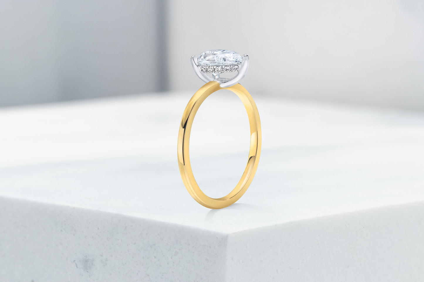 Vow Vow Engagement Rings Pear / 14K Yellow Gold + Platinum Prongs / Hidden Halo Madison. 33281474363480