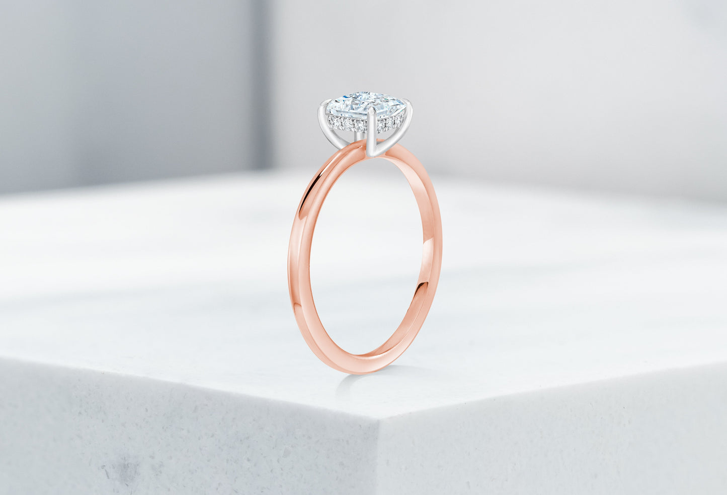 Vow Vow Engagement Rings Princess / 14K Rose Gold + Platinum Prongs / Hidden Halo Madison. 33324069290072