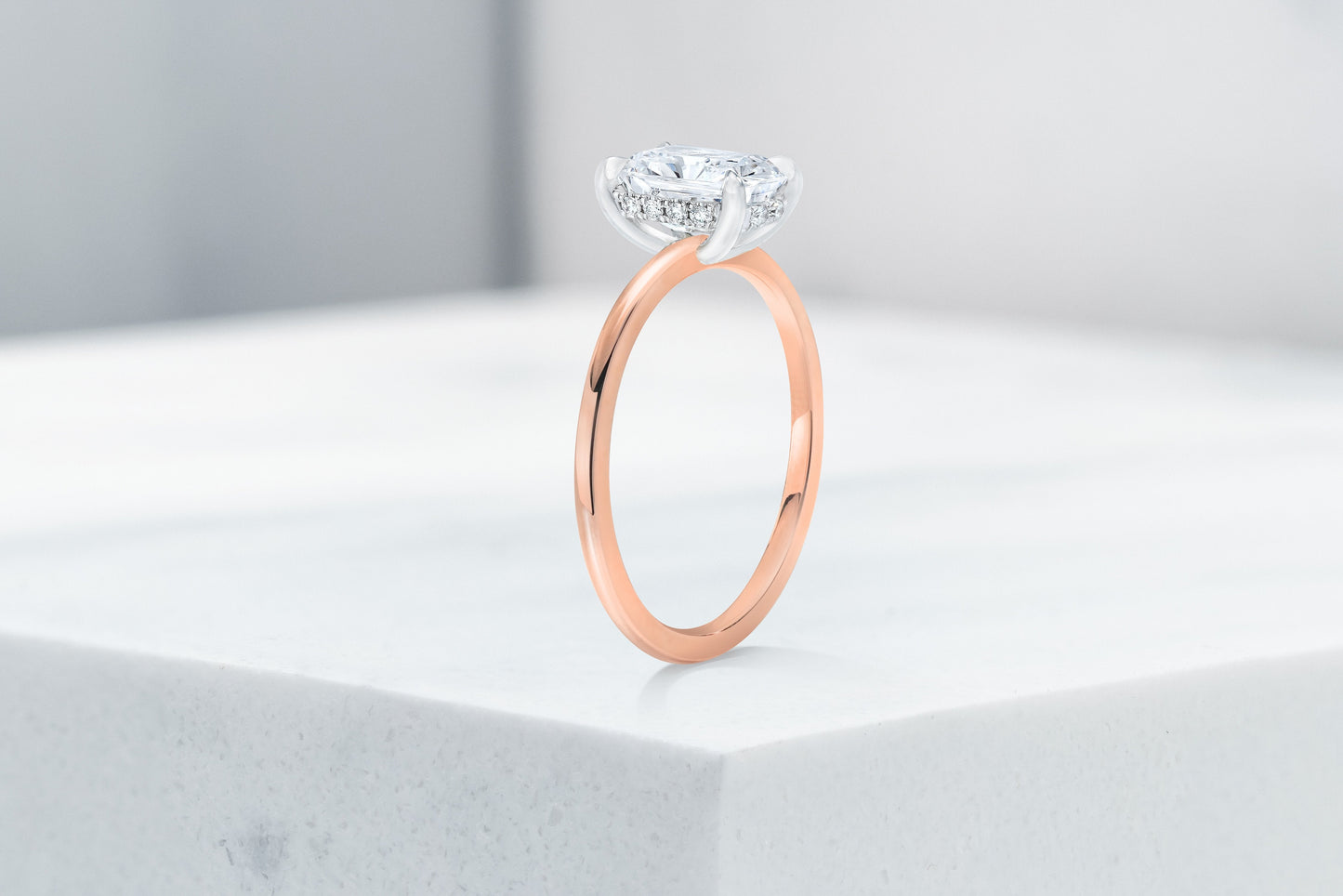 Vow Vow Engagement Rings Radiant / 14K Rose Gold + Platinum Prongs / Hidden Halo Madison. 33281474232408