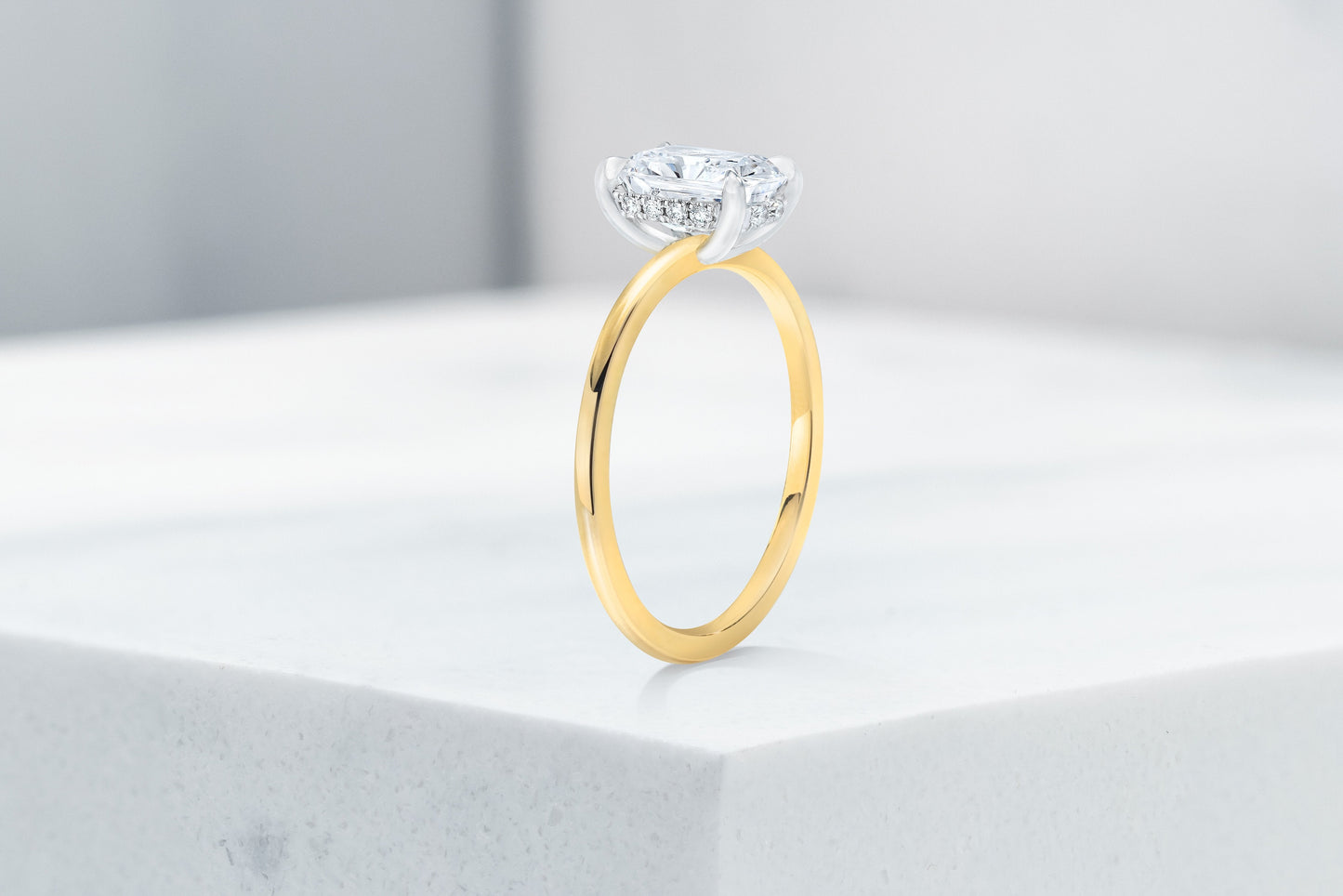 Vow Vow Engagement Rings Radiant / 14K Yellow Gold + Platinum Prongs / Hidden Halo Madison. 33281474166872