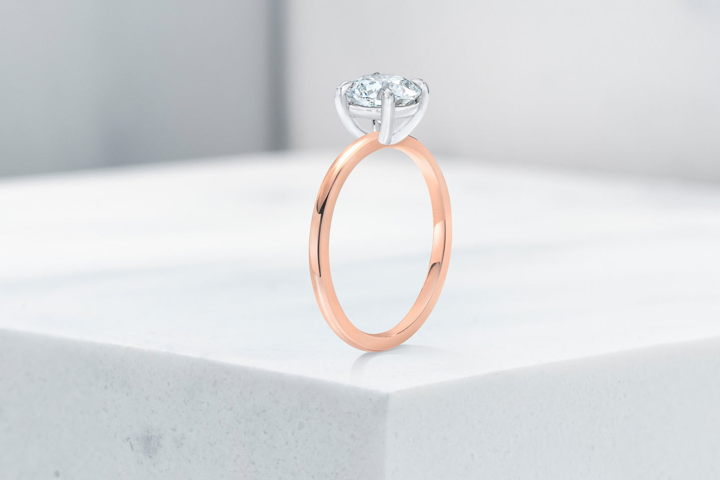 Vow Vow Engagement Rings Round / 14K Rose Gold + Platinum Prongs / Original Design Madison. 33281473380440