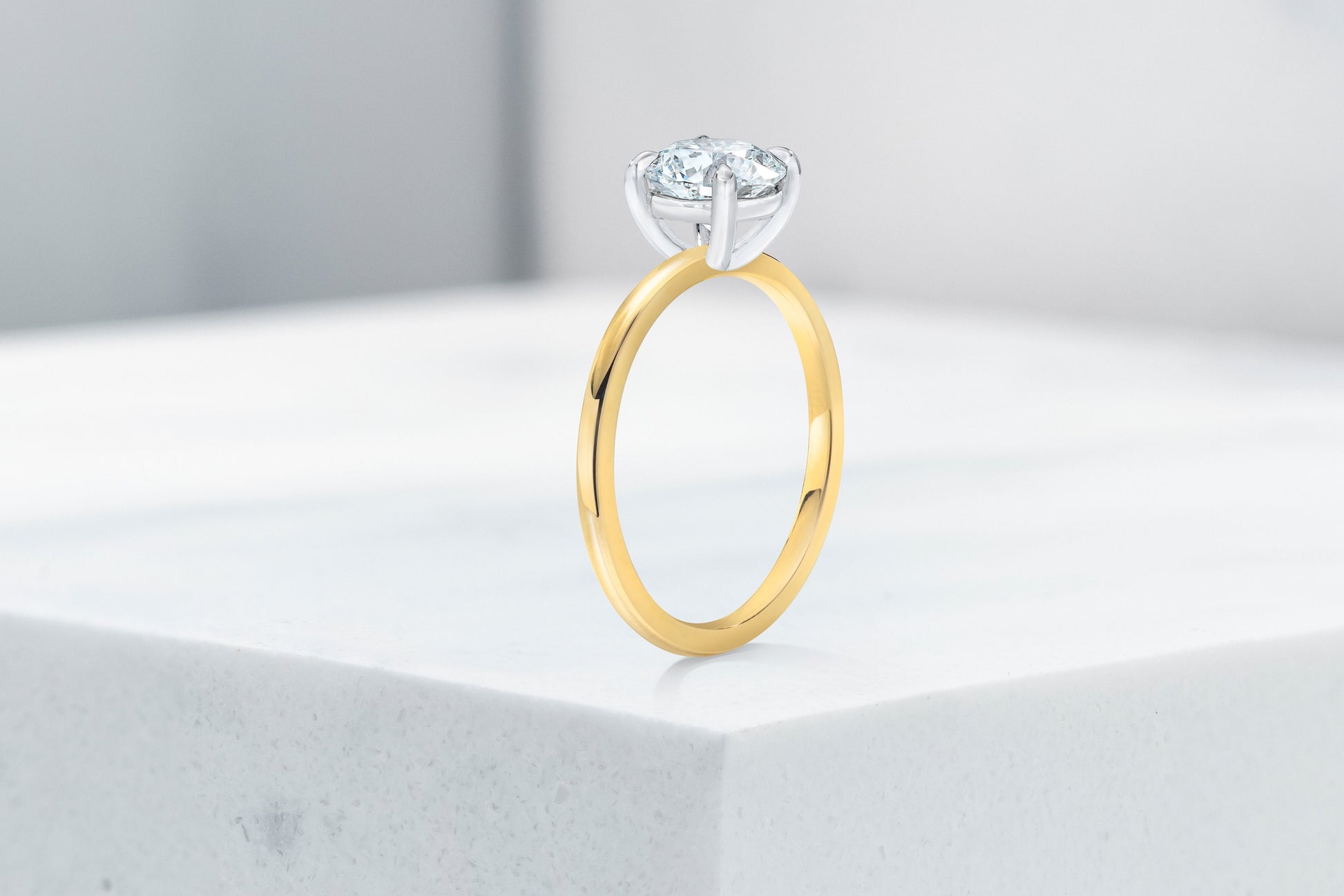 Vow Vow Engagement Rings Round / 14K Yellow Gold + Platinum Prongs / Original Design Madison. 33281473347672