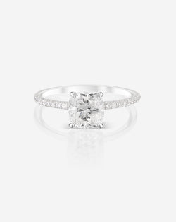 1.64 Cushion in the Whisper Thin® Pave Natural Diamond Ring Platinum