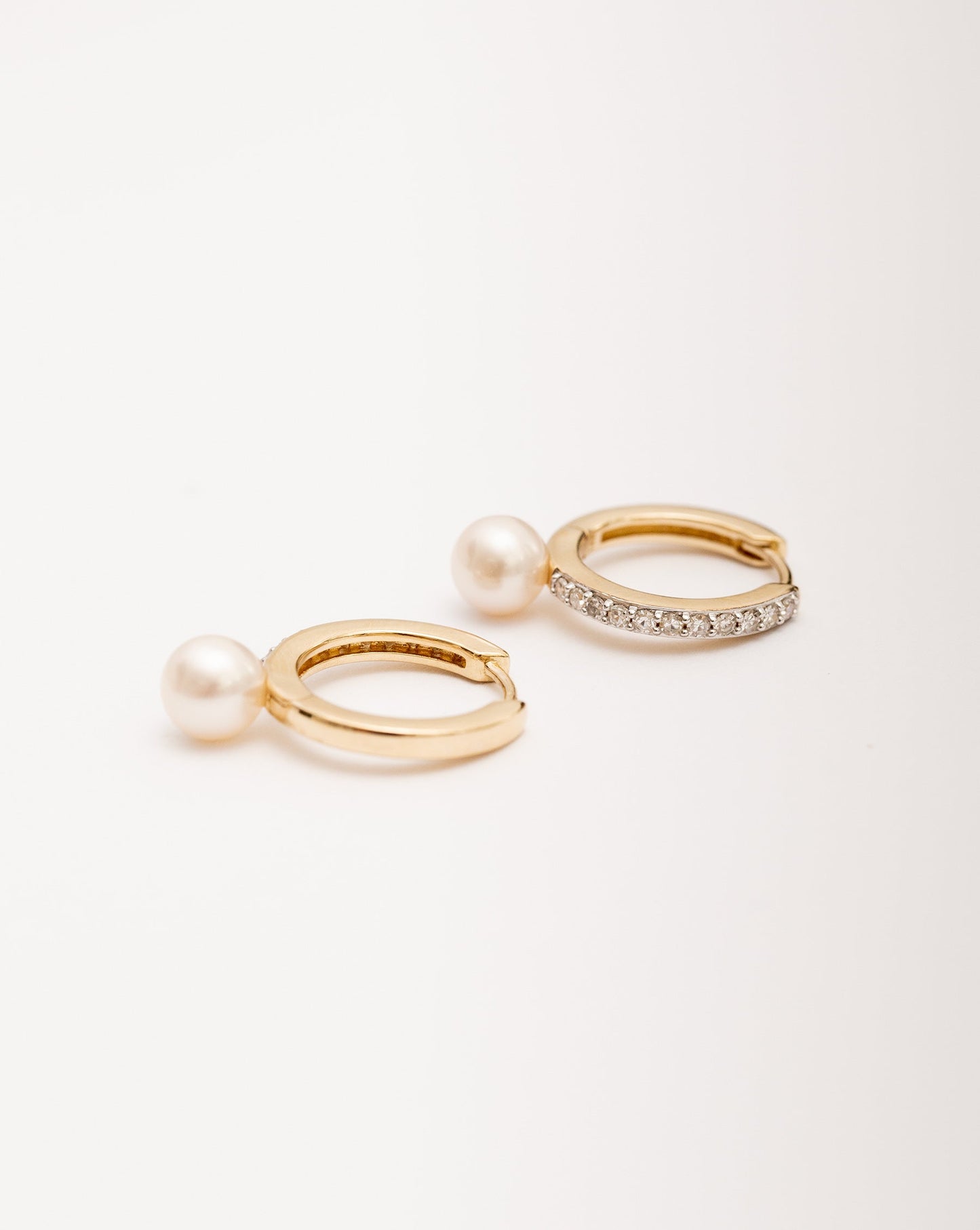 Ring Concierge Multiway Pearl + Diamond Hoops 14k Yellow Gold