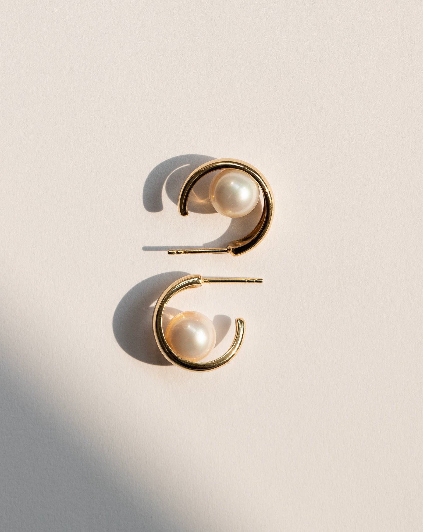 Ring Concierge Earrings Floating Pearl Hoops 14kt Yellow Gold