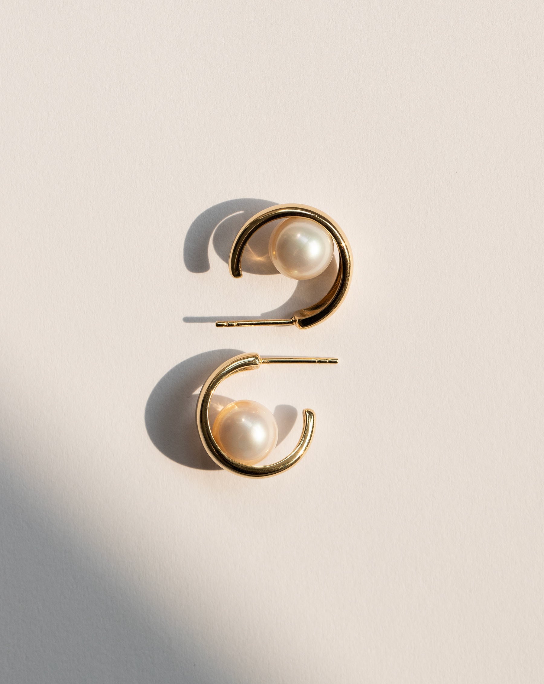 Ring Concierge Earrings Floating Pearl Hoops 14kt Yellow Gold