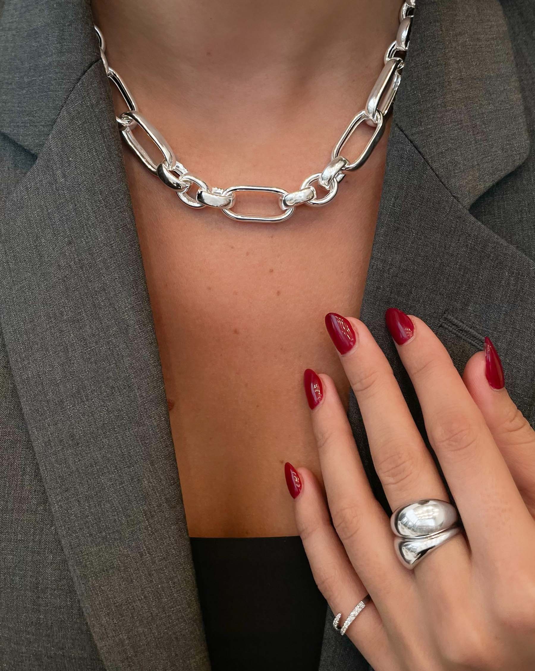 Statement Sterling - Mixed Link Chain Necklace Sterling Silver