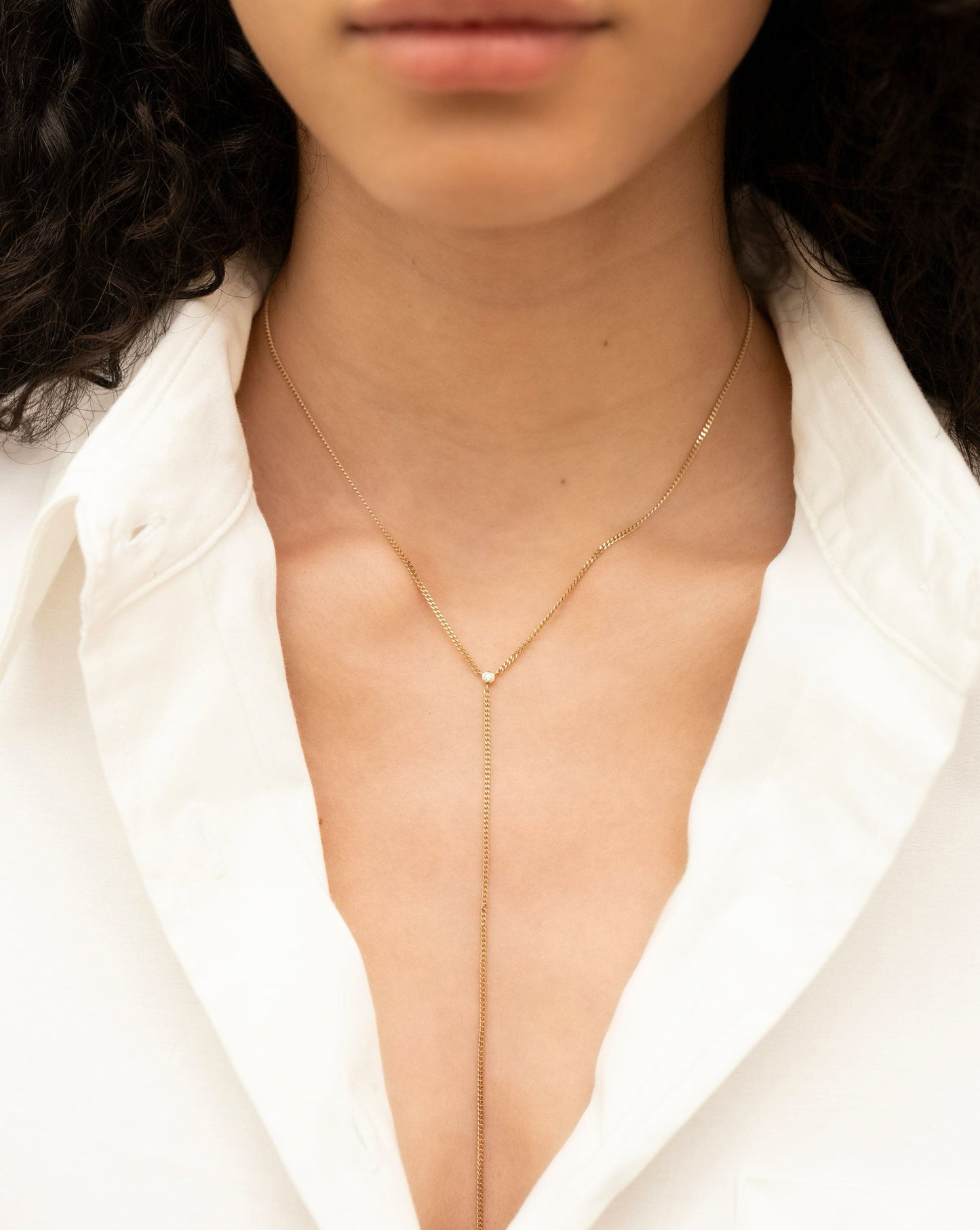 Diamond Cut Curb Chain Lariat