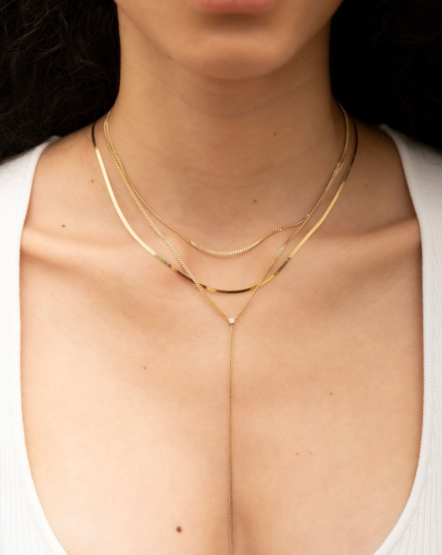 Diamond Cut Curb Chain Lariat