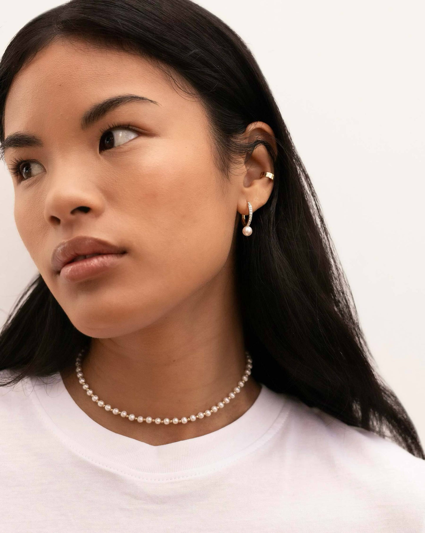 Ring Concierge Multiway Pearl + Diamond Hoops 14k Yellow Gold