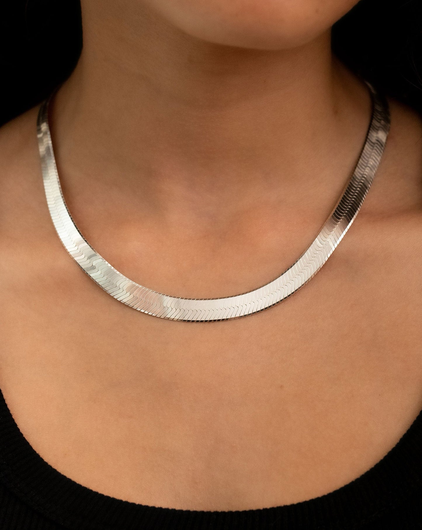 Statement Sterling - Jumbo Herringbone Necklace Sterling Silver