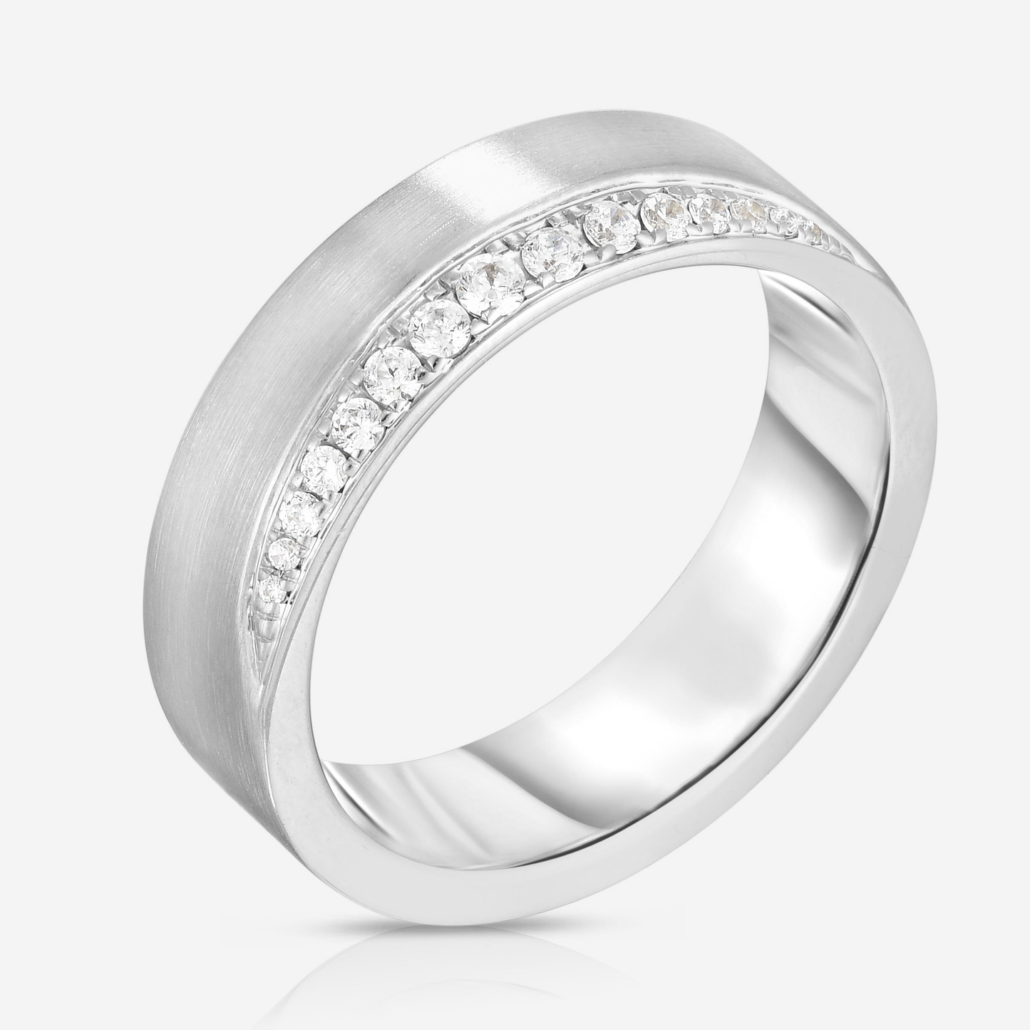 Bridal Mens Rings 14k White Gold Test  Diamond Edge Wedding Band for men