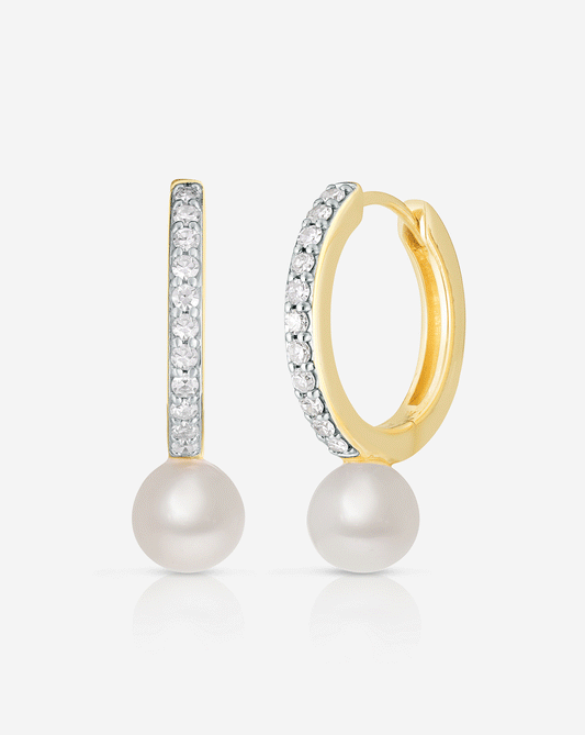 Ring Concierge Multiway Pearl + Diamond Hoops 14k Yellow Gold