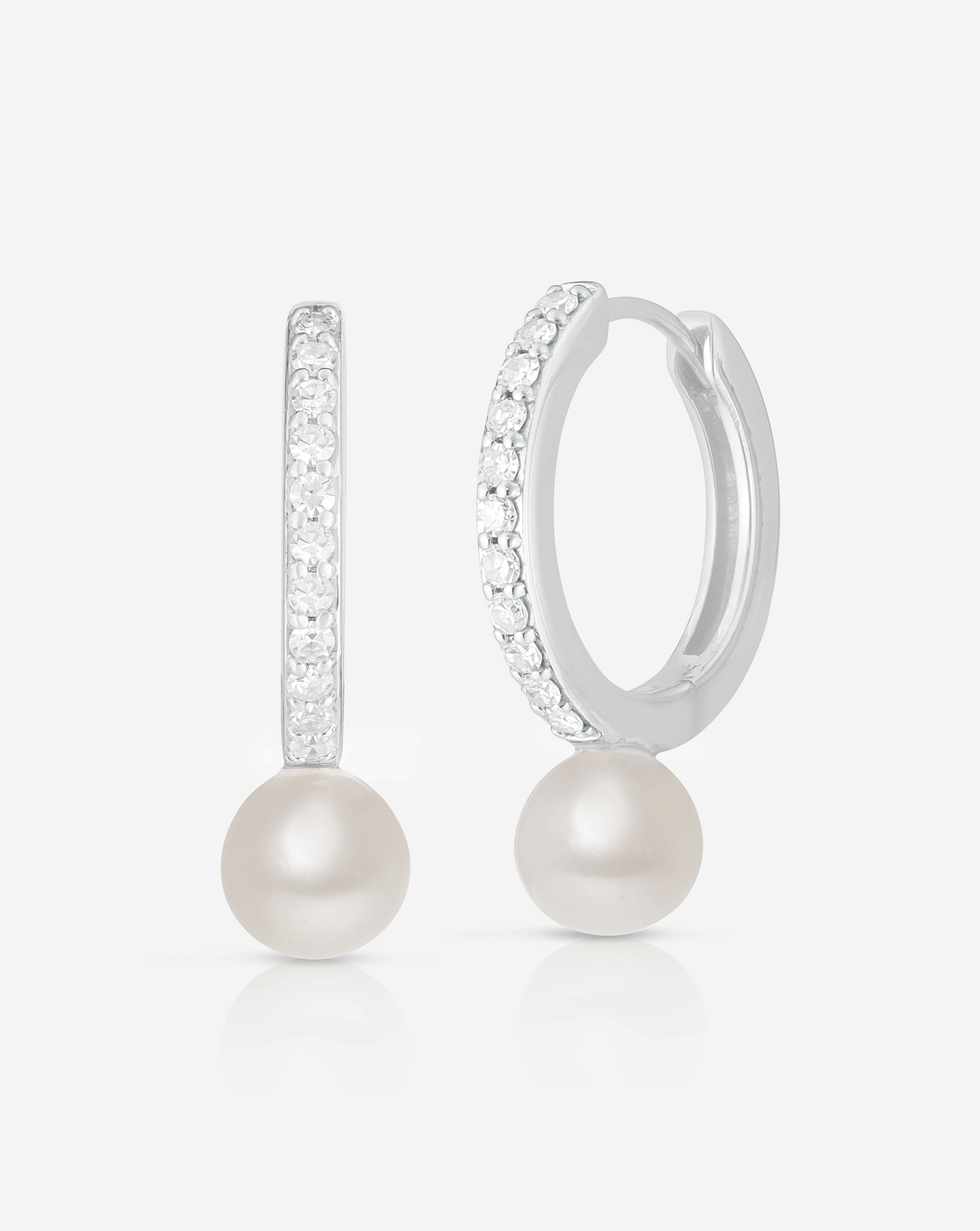 Ring Concierge Multiway Pearl + Diamond Hoops 14k White Gold
