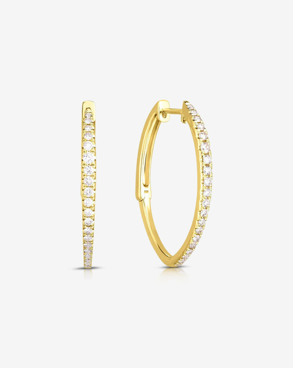 Ring Concierge Earrings 14k Yellow Gold Graduated Marquise Diamond Hoops