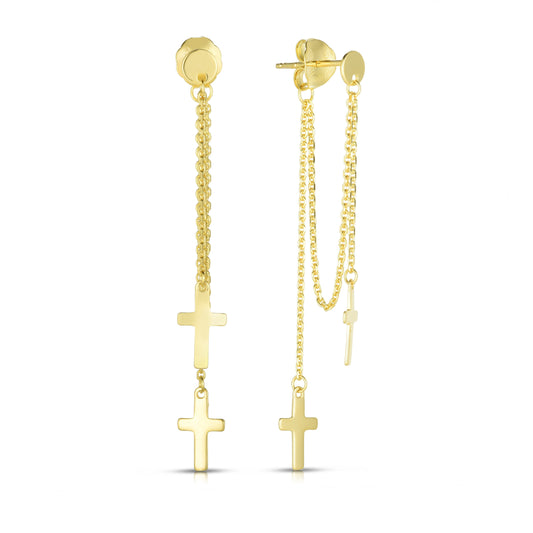 Ring Concierge Earrings Cross Duo Front to Back Studs