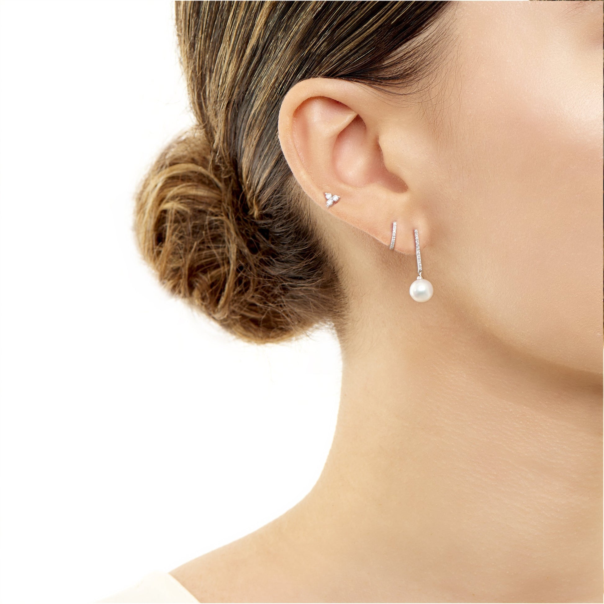 Ring Concierge Earrings Diamond and Pearl Drop Earrings