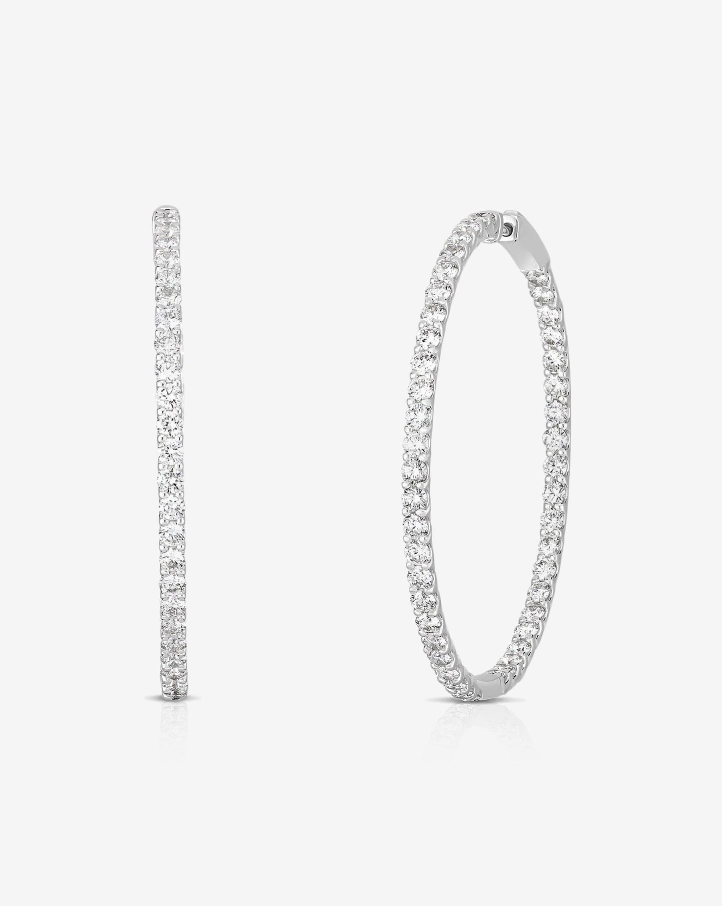 Diamond Eternity Hoops Large 4 carats - 14k White Gold