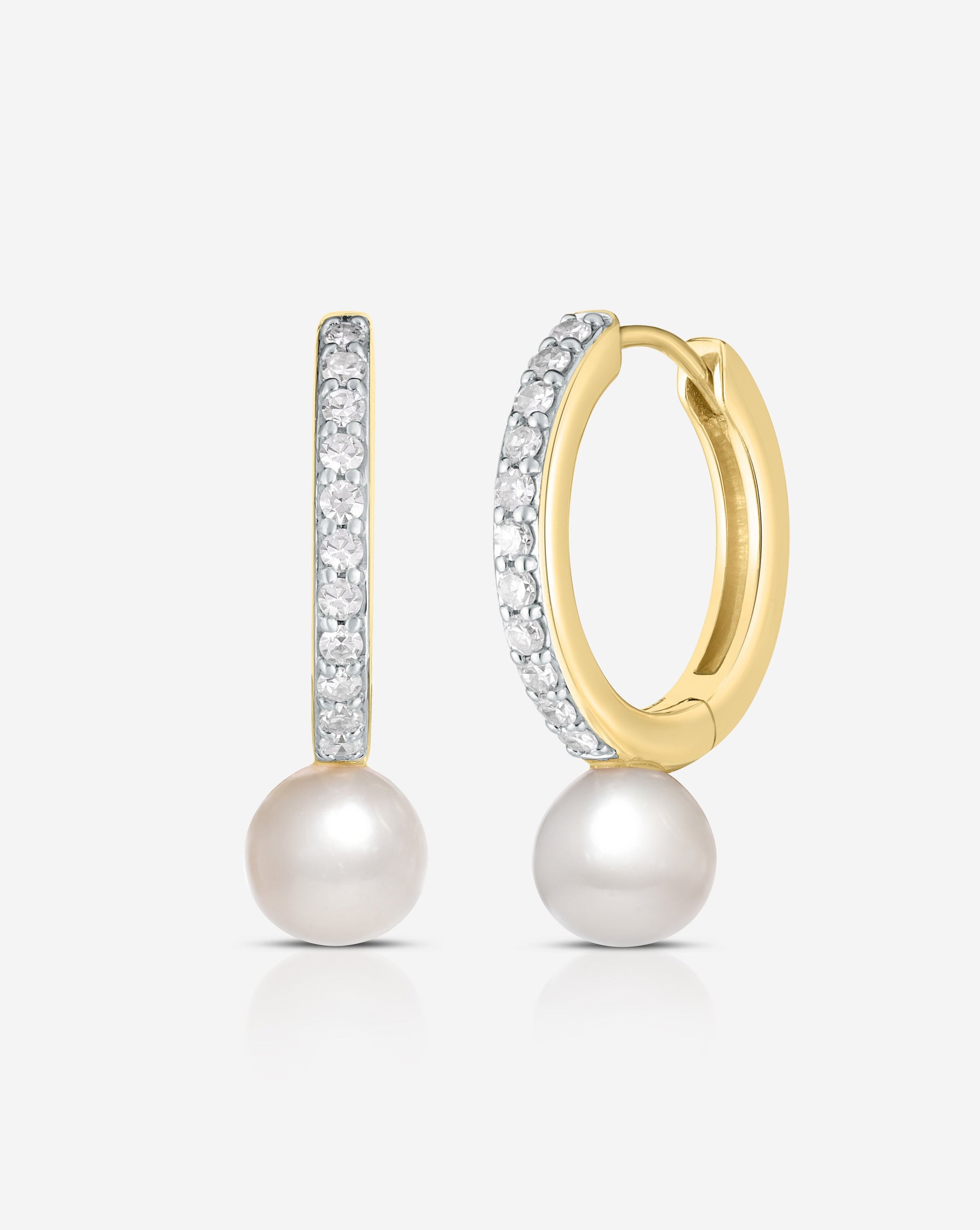 Ring Concierge Multiway Pearl + Diamond Hoops 14k Yellow Gold