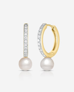 Ring Concierge Multiway Pearl + Diamond Hoops 14k Yellow Gold