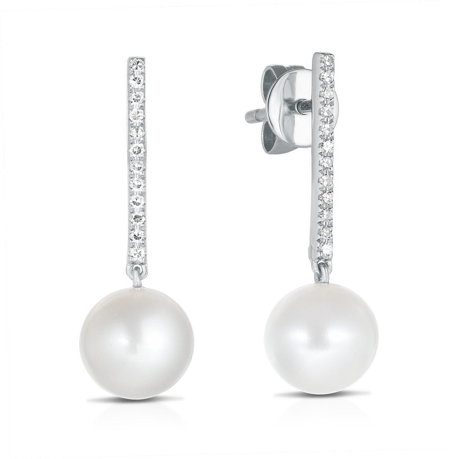 Diamond and Pearl Drop Earrings - Ring Concierge