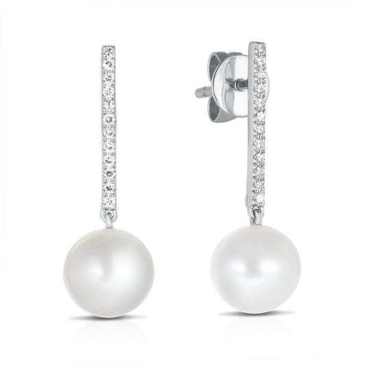 Diamond and Pearl Drop Earrings - Ring Concierge