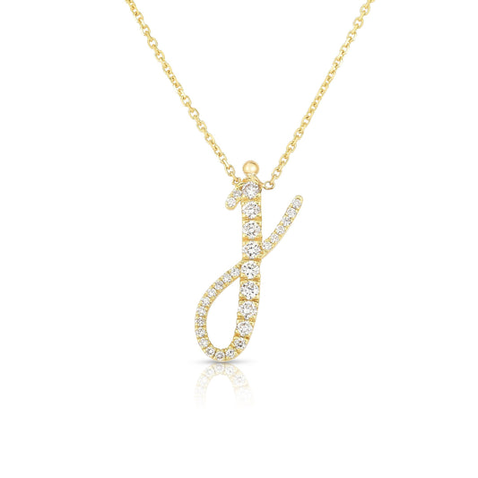 Diamond Initial Script Necklace - Ring Concierge
