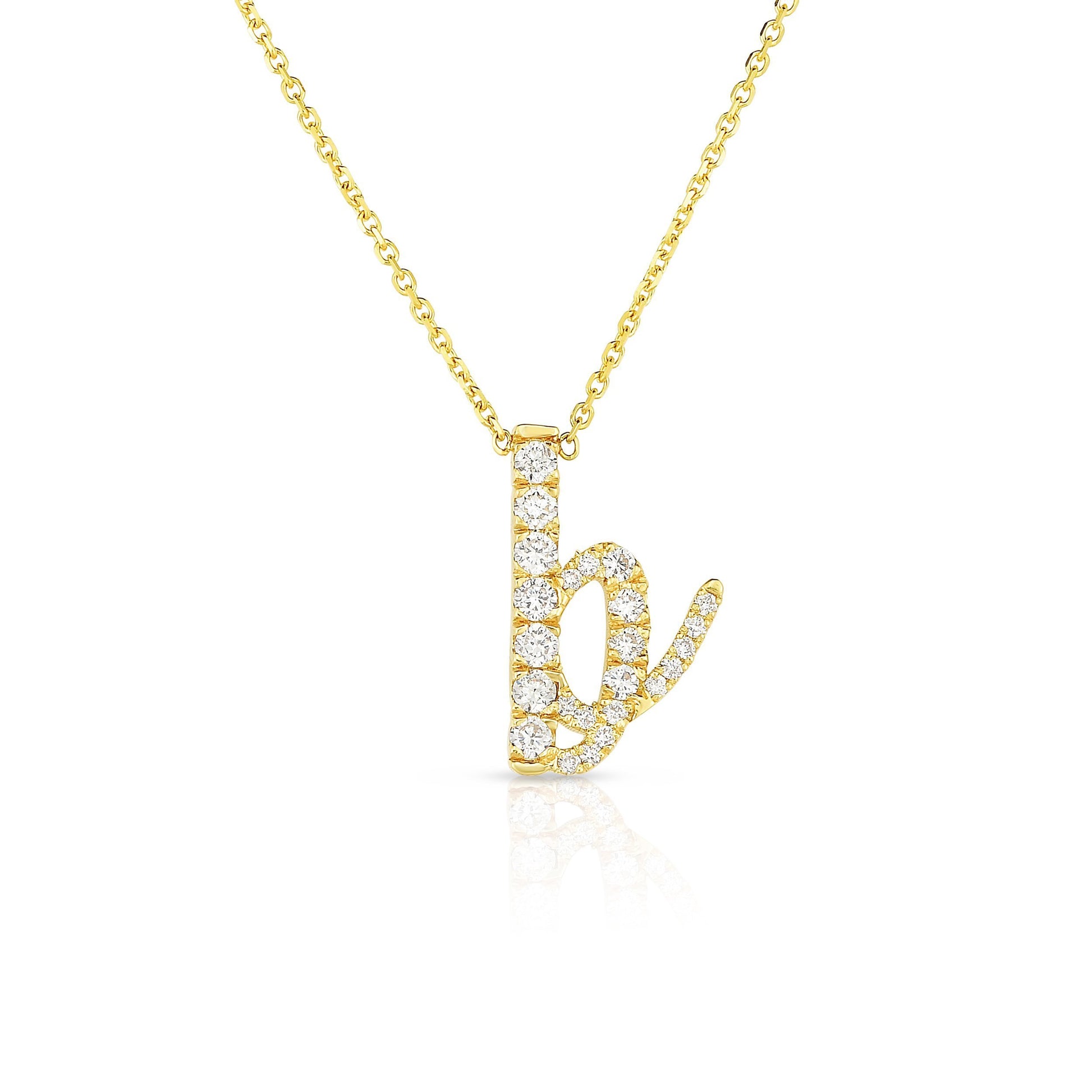 Diamond Initial Script Necklace - Ring Concierge