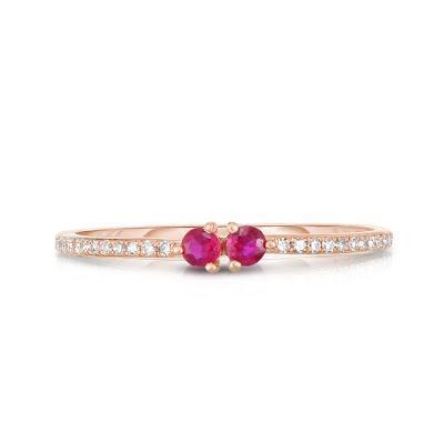 Ring Concierge Rings 14k Rose / 3 Ruby + Pavé Diamond Ring *Pre-Sale*