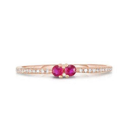 Ring Concierge Rings 14k Rose / 3 Ruby + Pavé Diamond Ring *Pre-Sale*