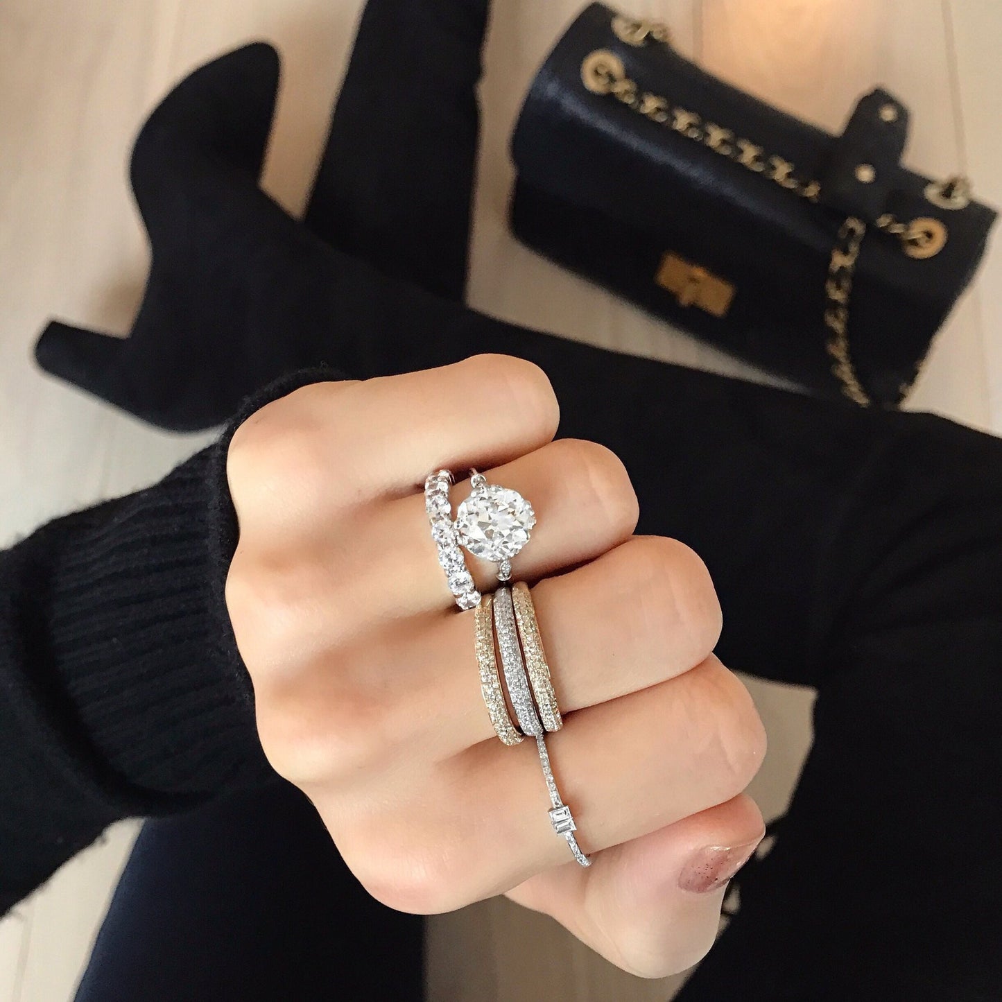 Baguette + Pavé Diamond Ring - Ring Concierge
