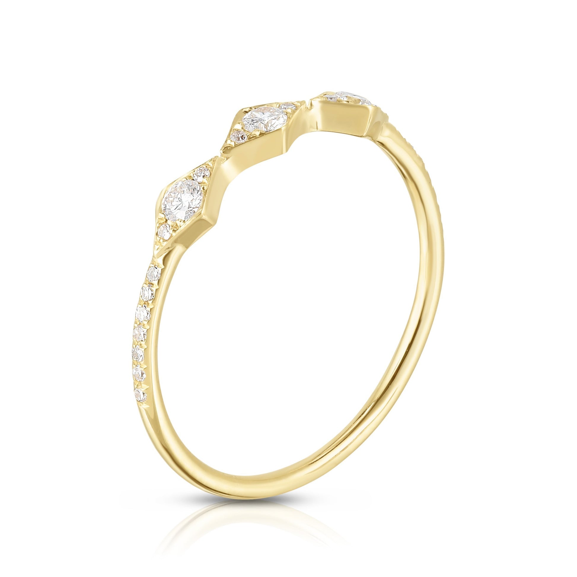 Ring Concierge Rings Yellow / 5 Triple Diamond Kite Ring