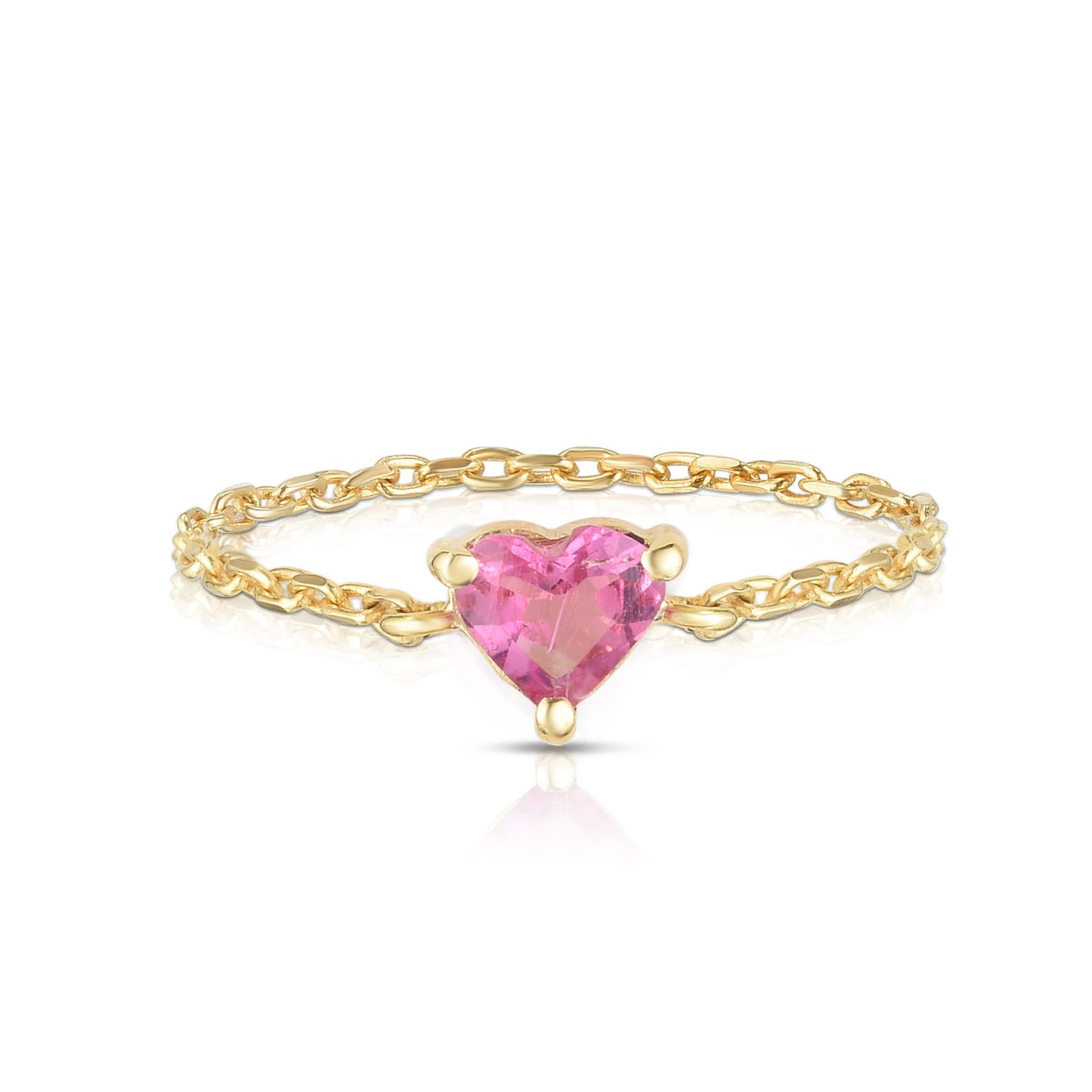 Pastel Pink Sapphire Heart Chain Ring by Yi - Ring Concierge