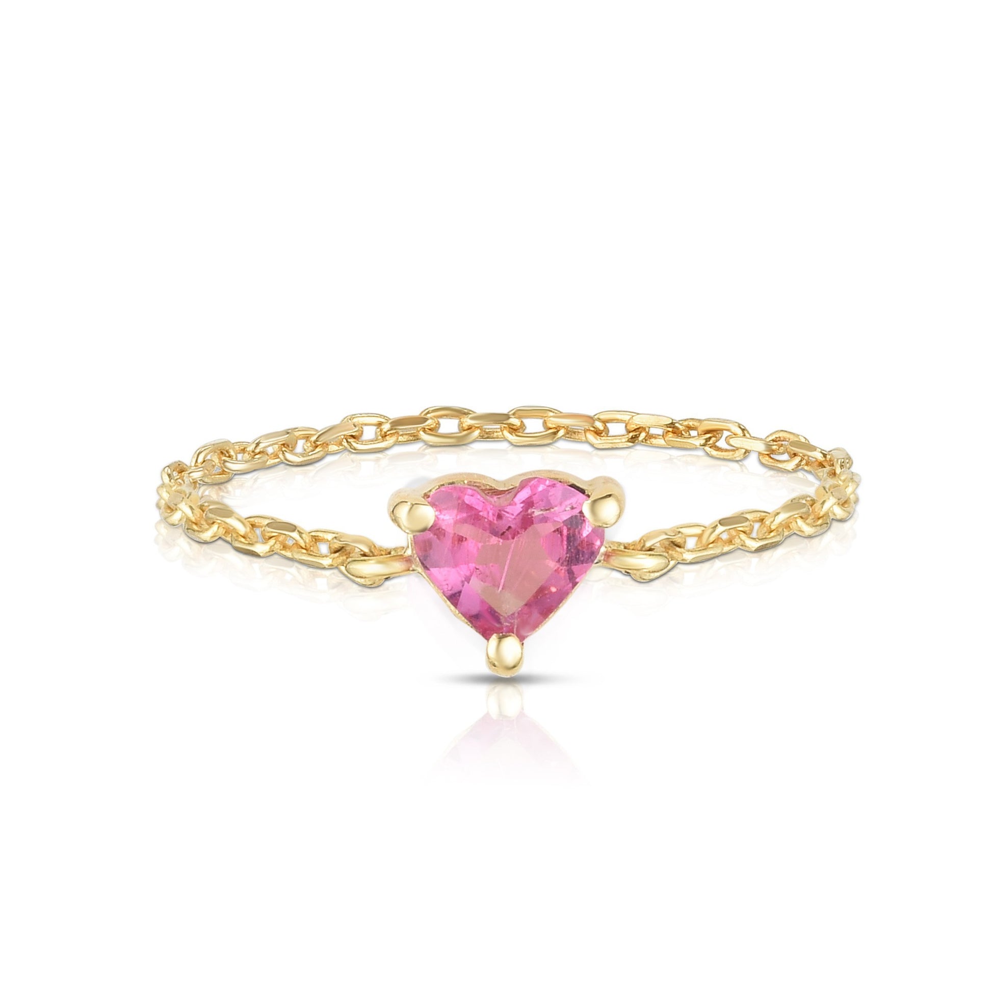 Pastel Pink Sapphire Heart Chain Ring by Yi - Ring Concierge