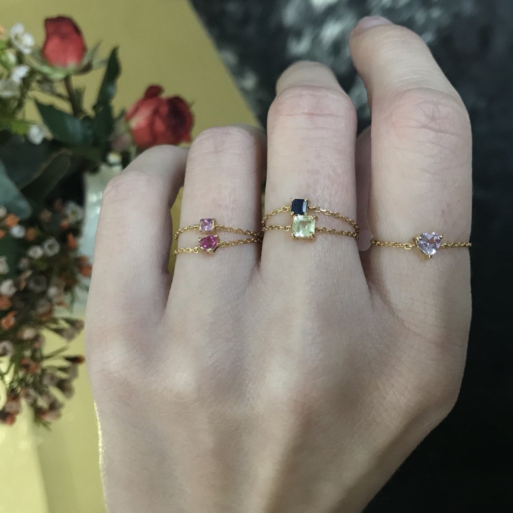 Yi Collection Rings Ruby Heart Chain Ring